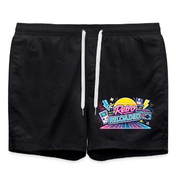 Retro Reloaded Neon Grid - Swim Trunks - black - Front - AI Model Male 185 light (185cm)