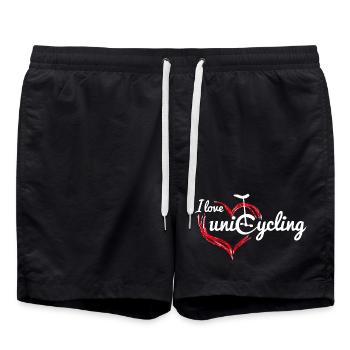 Einrad | Unicycling Freestyle Downhill - Badeshorts - Schwarz - Vorne - AI Model Male 185 light (185cm)