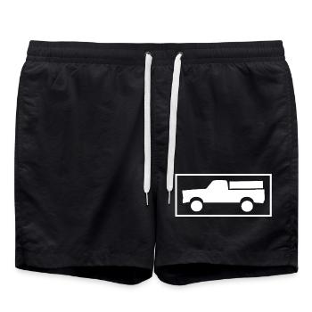 Pickup silhouette in the frame - Swim Trunks - black - Front - AI Model Male 185 light (185cm)