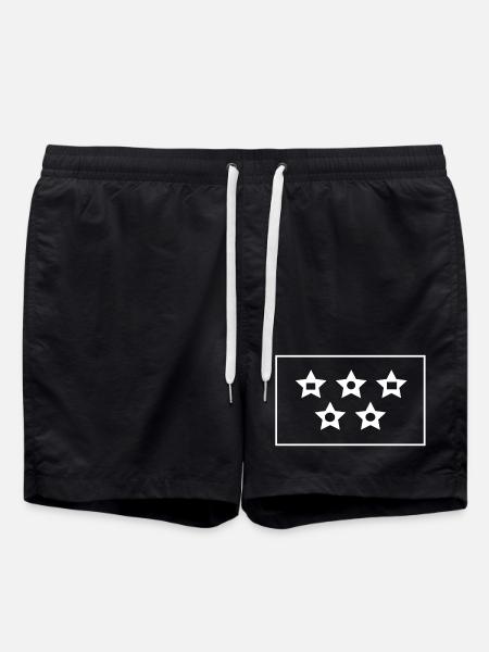 Five Star Contrast Pattern - Swim Trunks - black