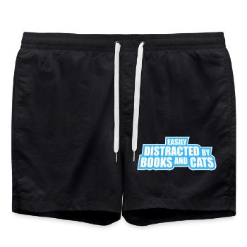 Facilement distrait par les livres et le livre des chats - Short de bain - noir - Devant - AI Model Male 185 light (185cm)