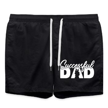 Erfolgreiche Vater-Silhouette Fette Typografie-Kunst - Badeshorts - Schwarz - Vorne - AI Model Male 185 light (185cm)