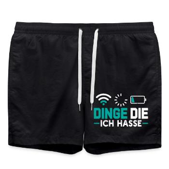 Nerd Computer THINGS I HATE FUNNY - Swim Trunks - black - Front - AI Model Male 185 light (185cm)