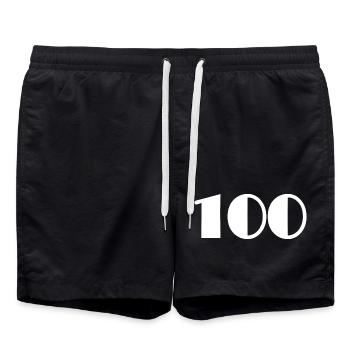 100. 100 JAHRE. 100-JÄHRIGES JUBILÄUM. GEBURTSTAG 100 - Badeshorts - Schwarz - Vorne - AI Model Male 185 light (185cm)