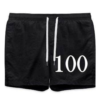 100. 100 JAHRE. 100-JÄHRIGES JUBILÄUM. GEBURTSTAG 100 - Badeshorts - Schwarz - Vorne - AI Model Male 185 light (185cm)