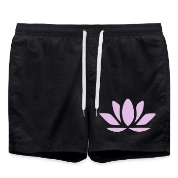 Lotus Flower Lotus Flowers Pastel Flower Blossom Yoga - Swim Trunks - black - Front - AI Model Male 185 light (185cm)