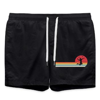 retro badminton  - Short de bain - noir - Devant - AI Model Male 185 light (185cm)