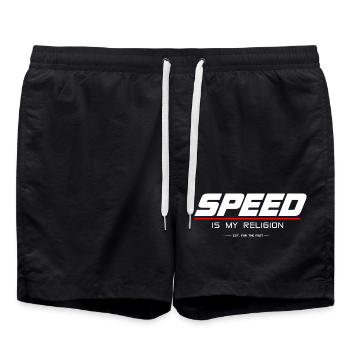 SPEED_IS_MY_RELIGION - Swim Trunks - black - Front - AI Model Male 185 light (185cm)