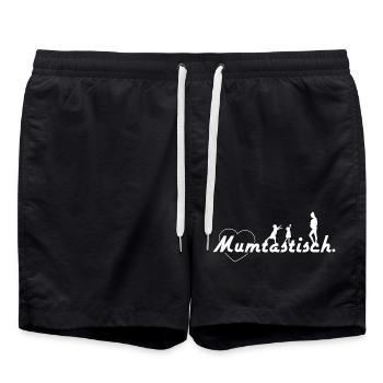Mum-tastisch - Spruch Weiß - Badeshorts - Schwarz - Vorne - AI Model Male 185 light (185cm)