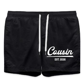 Cousin 2026 Anniversaire anniversaire des cousins Cousin - Short de bain - noir - Devant - AI Model Male 185 light (185cm)