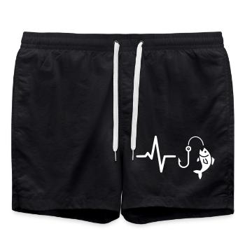 ECG Heartbeat Fishing White - Swim Trunks - black - Front - AI Model Male 185 light (185cm)