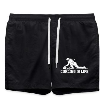 Curling Is Life Winter Sports Fan - Swim Trunks - black - Front - AI Model Male 185 light (185cm)