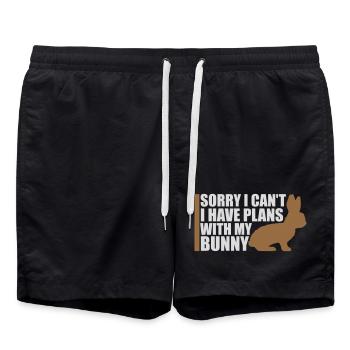 Sorry I Can't I Have Plans With My Bunny Hase Logo - Badeshorts - Schwarz - Vorne - AI Model Male 185 light (185cm)