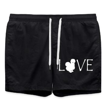 Fans de poulet - Coq - Coq - Poulet de soie - Bio - Short de bain - noir - Devant - AI Model Male 185 light (185cm)
