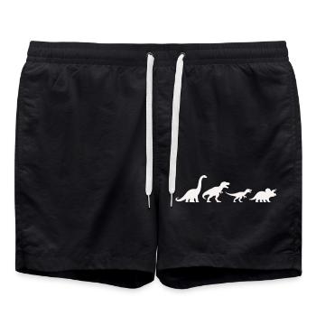 Dino-Silhouetten im Retro-Style - Badeshorts - Schwarz - Vorne - AI Model Male 185 light (185cm)