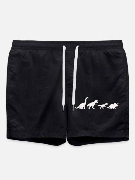 Dino silhouettes in retro style - Swim Trunks - black