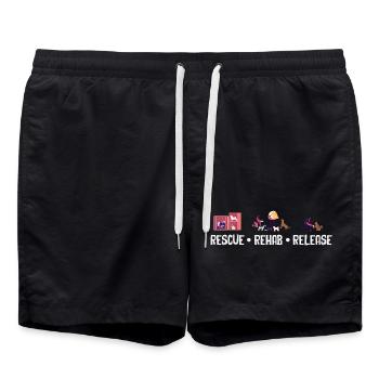 Rescue, Rehabilitation, Release, Animal Shelter, Foster Family - Swim Trunks - black - Front - AI Model Male 185 light (185cm)