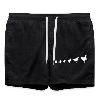 Hühner Fans -  Hahn - Gockel - Küken - Ei - Bio - Badeshorts - Schwarz - Vorne - AI Model Male 185 light (185cm)