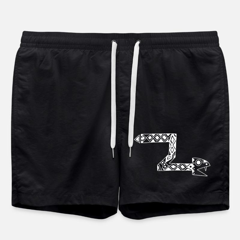 White Totem Snake - Swim Trunks - black