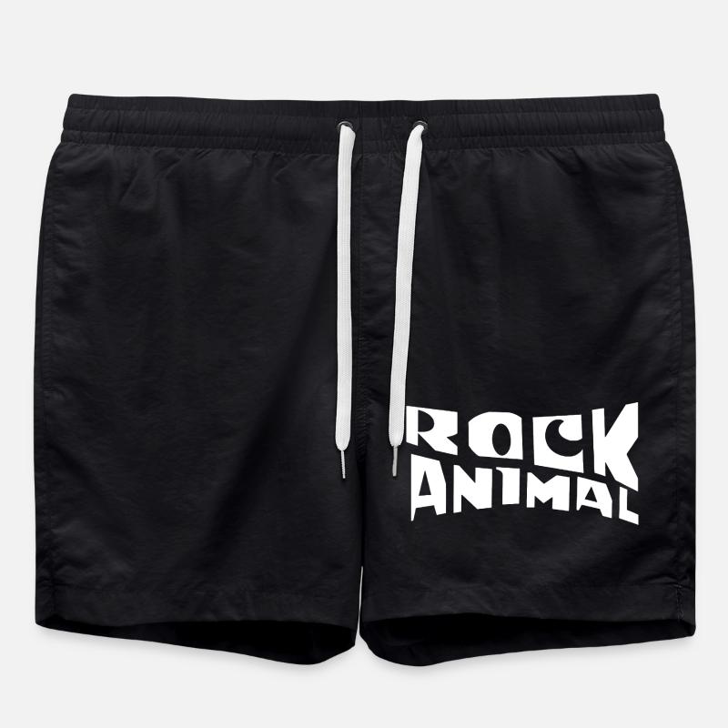 Rock Animal: Bold Monochrome Graphic - Swim Trunks - black