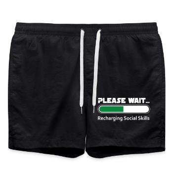 Introverti qui recharge ses compétences sociales - Dark BG - Short de bain - noir - Devant - AI Model Male 185 light (185cm)