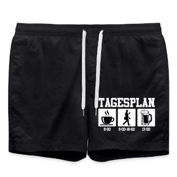 Postman DAILY SCHEDULE Parcel Deliverer Funny - Swim Trunks - black - Front - AI Model Male 185 light (185cm)