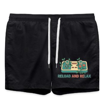 Reload and Relax Retro Gaming Controller - Swim Trunks - black - Front - AI Model Male 185 light (185cm)