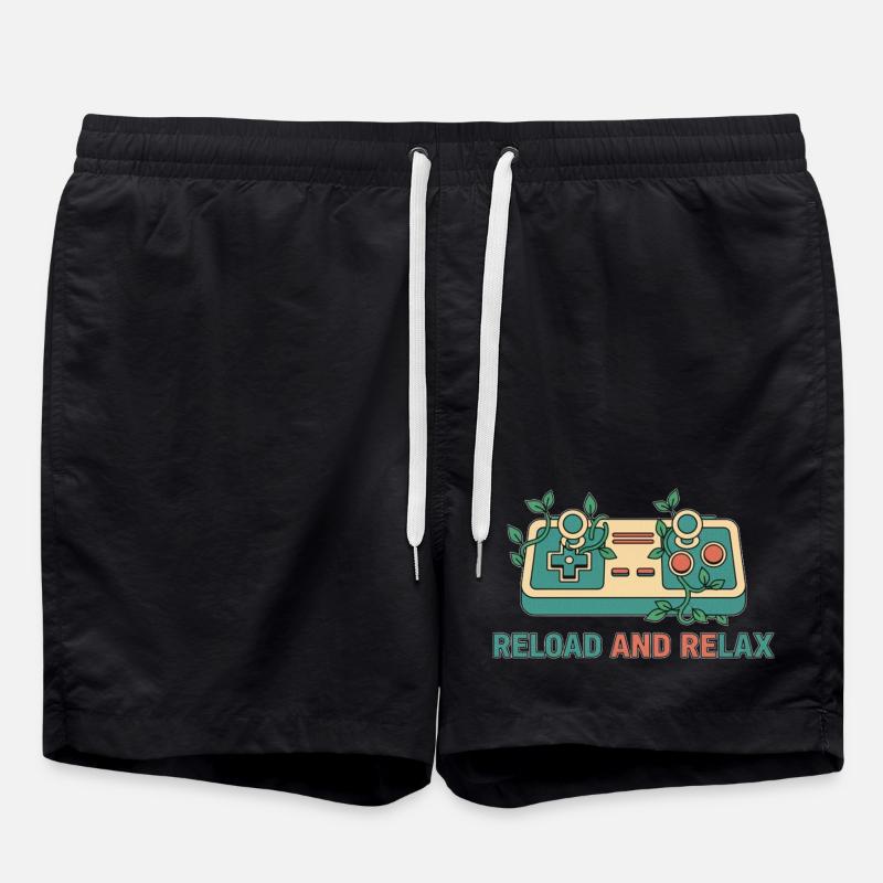 Reload and Relax Retro Gaming Controller - Swim Trunks - black