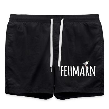 Fehmarn Möwe - Badeshorts - Schwarz - Vorne - AI Model Male 185 light (185cm)