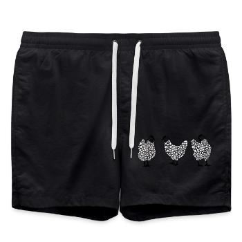 Fans de poulet - Coq - Coq - Poulet fleur - Bio - Short de bain - noir - Devant - AI Model Male 185 light (185cm)