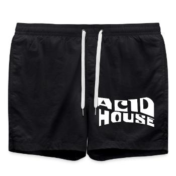 Acid House Retro Typography - Swim Trunks - black - Front - AI Model Male 185 light (185cm)