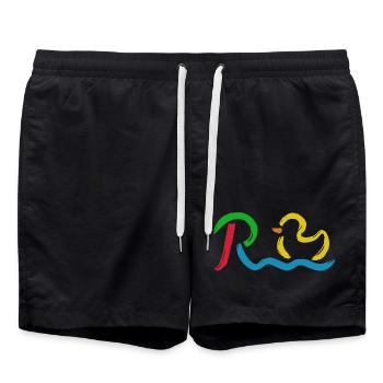 Endlich Rente - Ruhestand - Pension - Badeshorts - Schwarz - Vorne - AI Model Male 185 light (185cm)