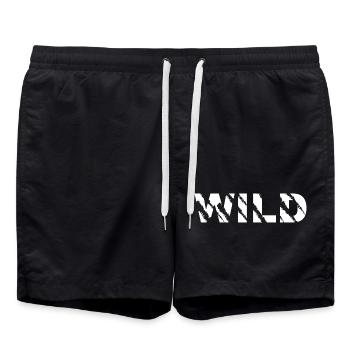 Wilder Pinselstrich Schriftzug - Badeshorts - Schwarz - Vorne - AI Model Male 185 light (185cm)