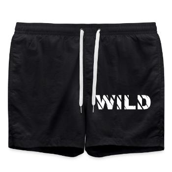 WILD Bruchtypografie Schwarz-Weiß - Badeshorts - Schwarz - Vorne - AI Model Male 185 light (185cm)
