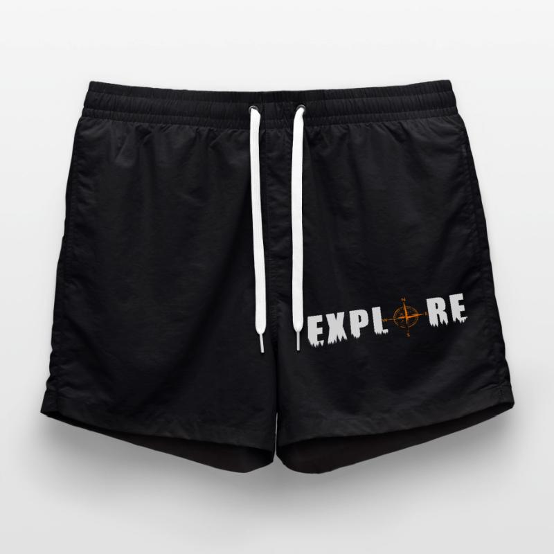 Explore motif with a compass Swim Trunks