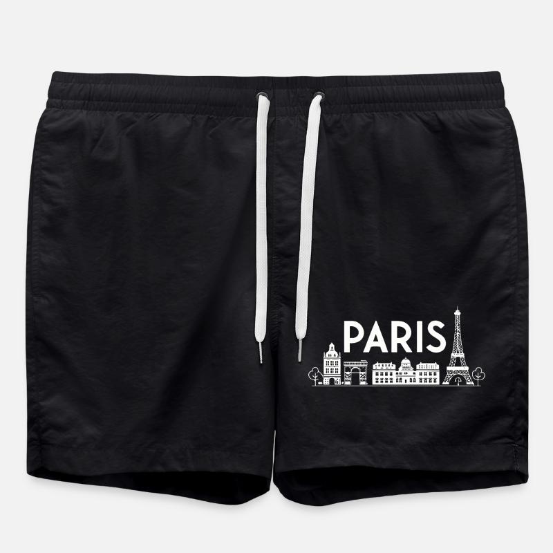Pariser Lichtstadt Silhouette - Badeshorts - Schwarz