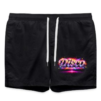 Lettrage disco au néon des années 80 - Short de bain - noir - Devant - AI Model Male 185 light (185cm)