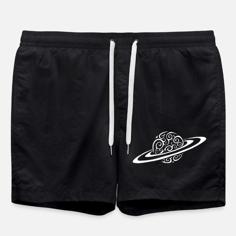 Hvid Spiralplanet - Badeshorts - sort