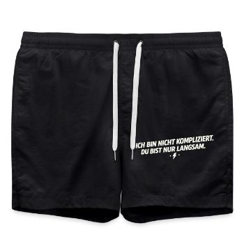 Je ne suis pas compliqué – tu es lent - Short de bain - noir - Devant - AI Model Male 185 light (185cm)