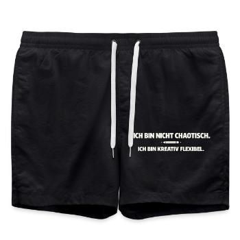 Kreativ flexibel statt chaotisch - Badeshorts - Schwarz - Vorne - AI Model Male 185 light (185cm)