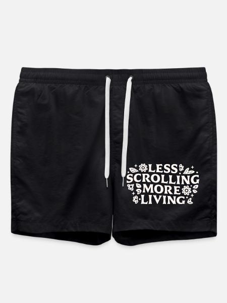 Stop scrolling doomscrolling offline quotes - Swim Trunks - black