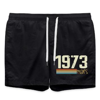 Vintage Mars 1973 - Short de bain - noir - Devant - AI Model Male 185 light (185cm)