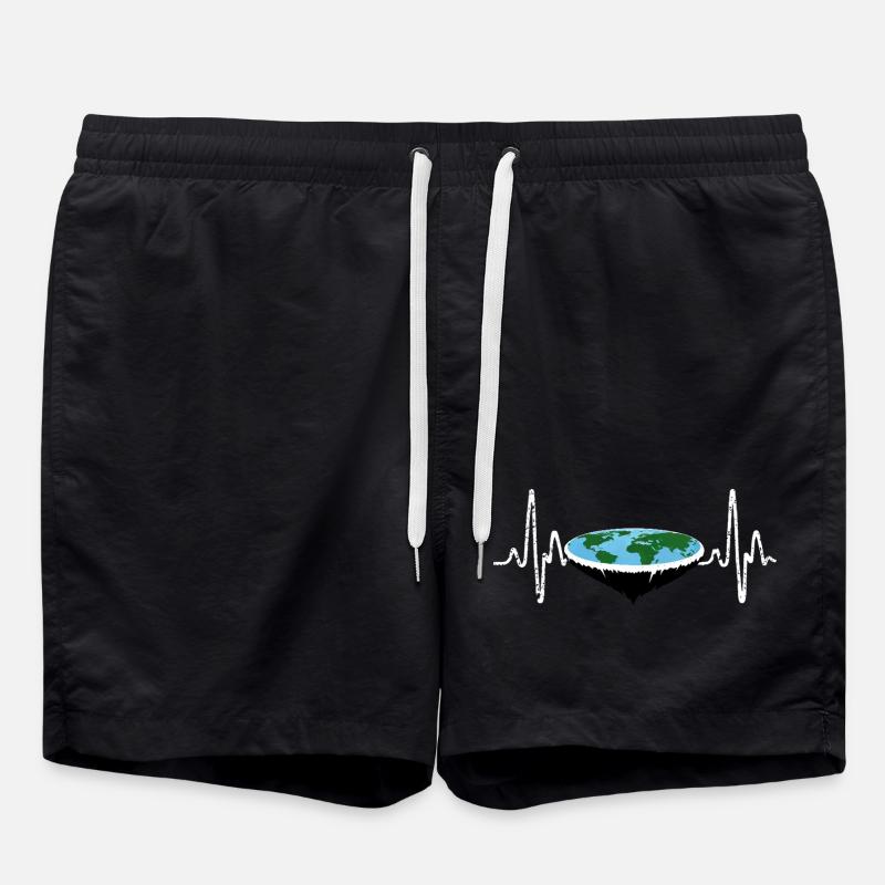 Heartbeat Flat Earth - Swim Trunks - black