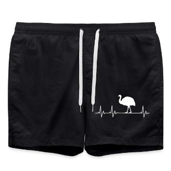 Ostrich - Emu- Nandu - Swim Trunks - black - Front - AI Model Male 185 light (185cm)