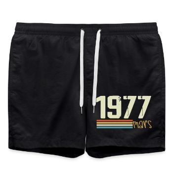 Vintage Mars 1977 - Short de bain - noir - Devant - AI Model Male 185 light (185cm)