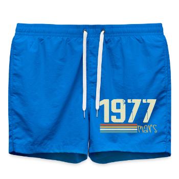 Vintage March 1977 - Swim Trunks - cobalt blue - Front