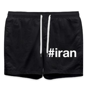 Iran Hashtag - Short de bain - noir - Devant - AI Model Male 185 light (185cm)