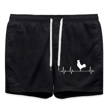 Fans de poulets - - Coq - Poussins - Short de bain - noir - Devant - AI Model Male 185 light (185cm)