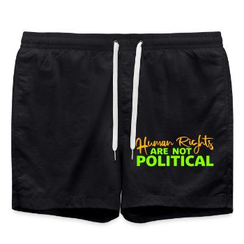 Human Rights Are Not Political Menschenrechte Logo - Swim Trunks - black - Front - AI Model Male 185 light (185cm)