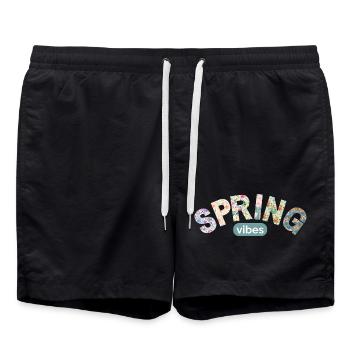Lettres florales / Motifs floraux colorés - Short de bain - noir - Devant - AI Model Male 185 light (185cm)